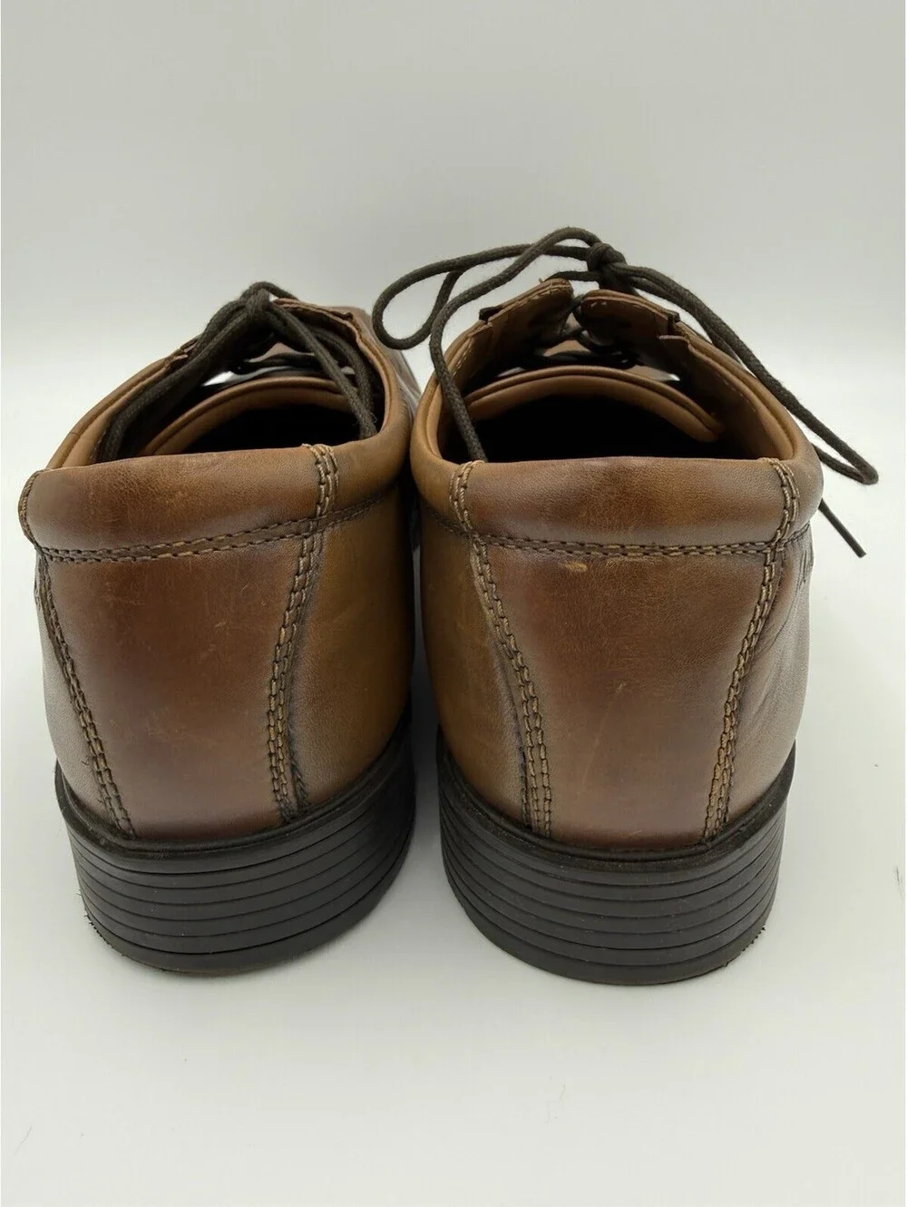 Clarks Rounded Toe Lace Up Leather Heeled Shoes Brown Oxford Mens 10.5
